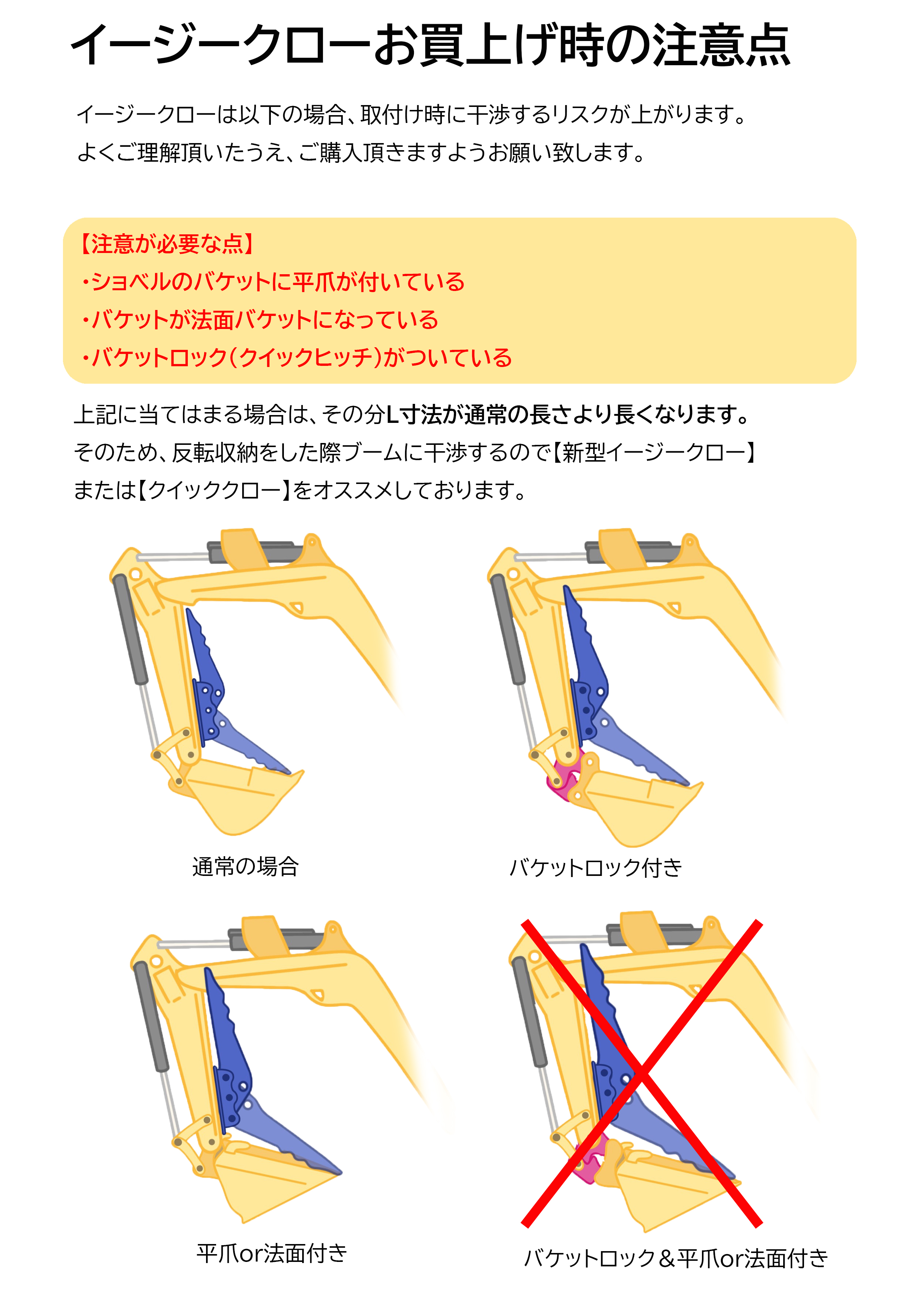 イージークローお買上げ時の注意点